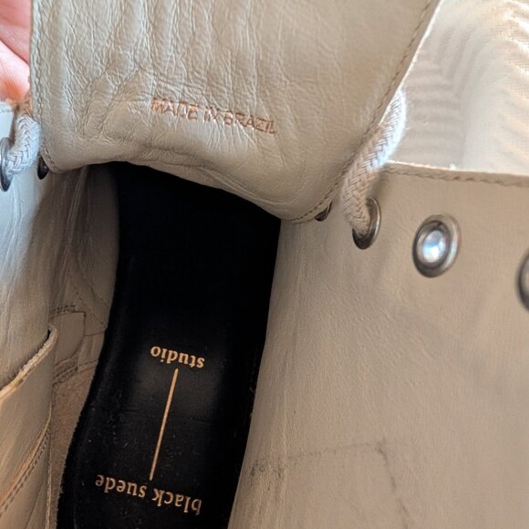 Black Suede X Caroline Stanbury Python Drea Lug Sole Combat Boots Womens 7 - 7.5 - Picture 8 of 12